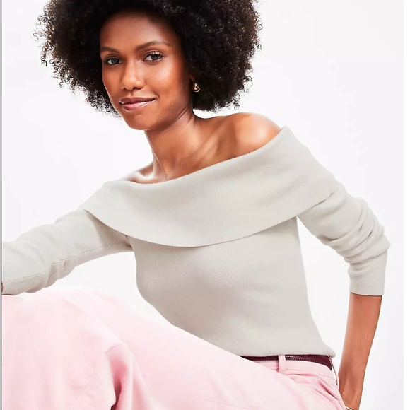 Loft Ribbed Off-Shoulder Sweater - Picture 2 of 5